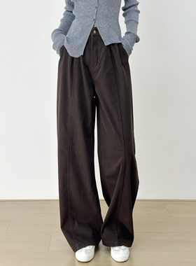 十一Studio高级感杨桃裤秋冬垂感抓绒休闲镰刀裤弯刀裤直筒阔腿裤