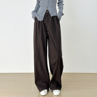 直筒阔腿裤 弯刀裤 秋冬垂感抓绒休闲镰刀裤 十一Studio高级感杨桃裤