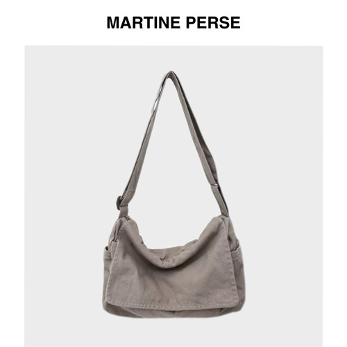Martine Perse 「空野」水洗帆布邮差包通勤单肩斜挎包休闲手提包
