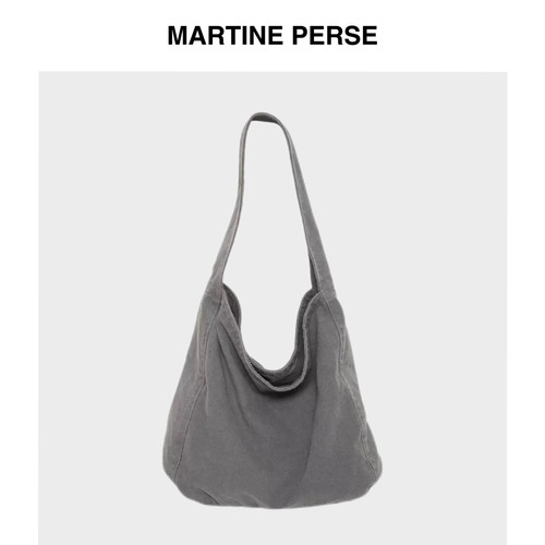 Martine Perse 「游尘」做旧水洗帆布大容量斜挎包通勤休闲单肩包