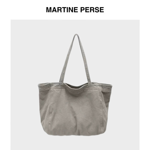 Martine Perse 「浅行」水洗做旧帆布大容量手提包通勤休闲单肩包