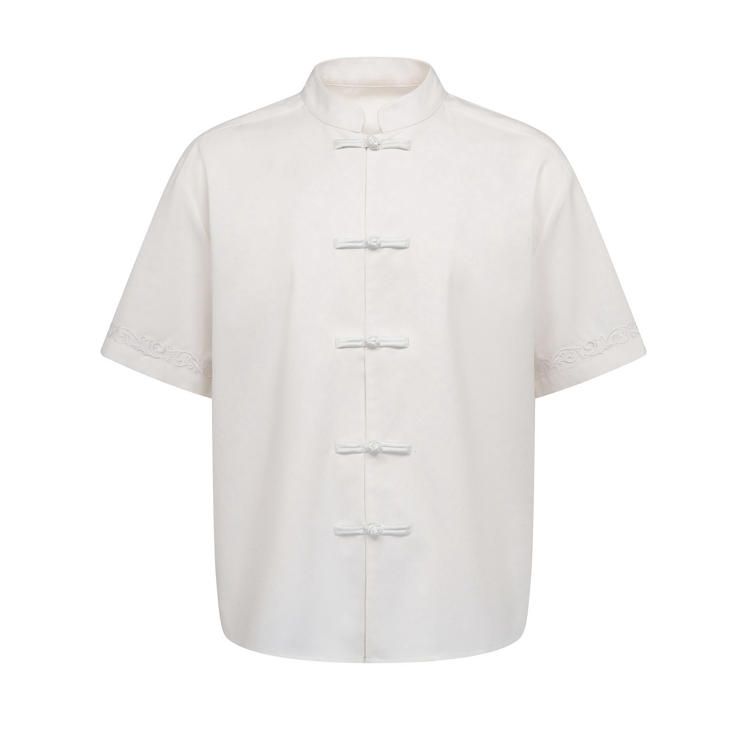 新中式国风盘扣刺绣休闲短袖衬衫