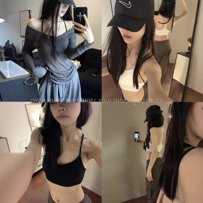 辣妹性感白色带胸垫吊带背心女春季修身百搭短款抹胸美背外穿上衣