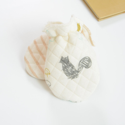 婴儿防抓手套松紧款0宝宝手套3保暖夹棉秋冬款-6新生儿护防抓设计