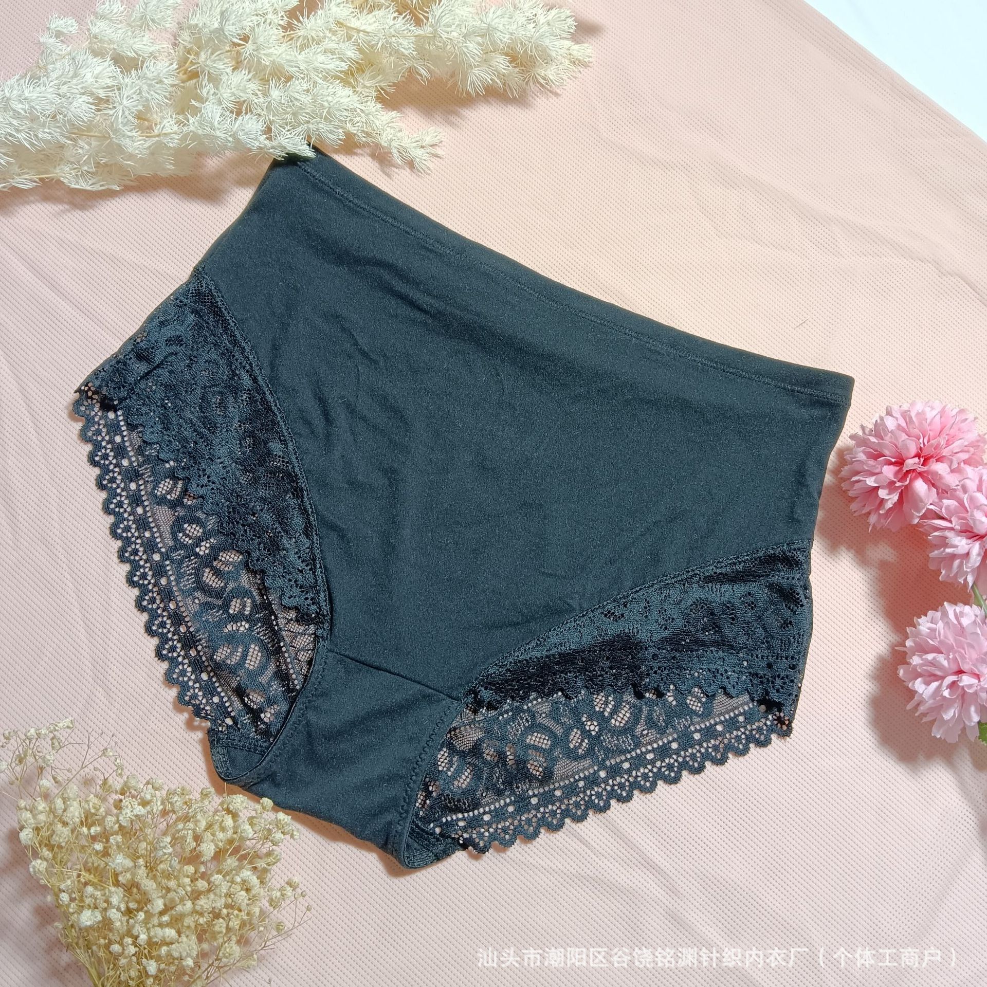 跨境希音蕾丝内裤热卖大码女士纯棉性感蕾丝中腰柔软透气三角裤女