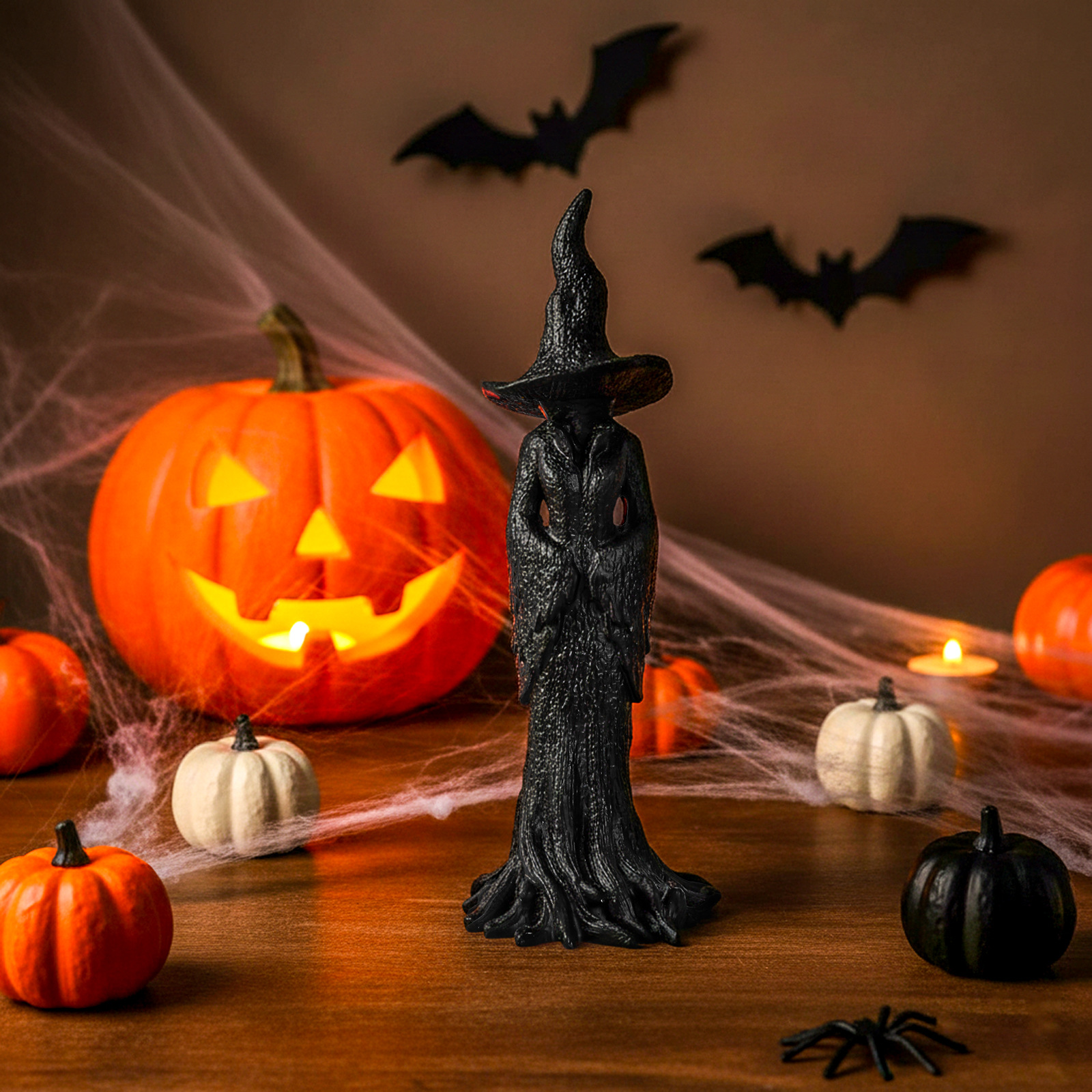 2025新款Cracker Barrel Witch 女巫雕像万圣节树脂摆件家居装饰