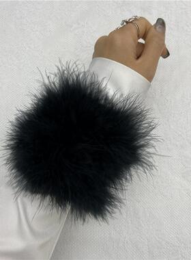 亚马逊爆品5cm宽鸵鸟毛啪啪圈跨境舞台表演羽毛手环发带脚环头饰