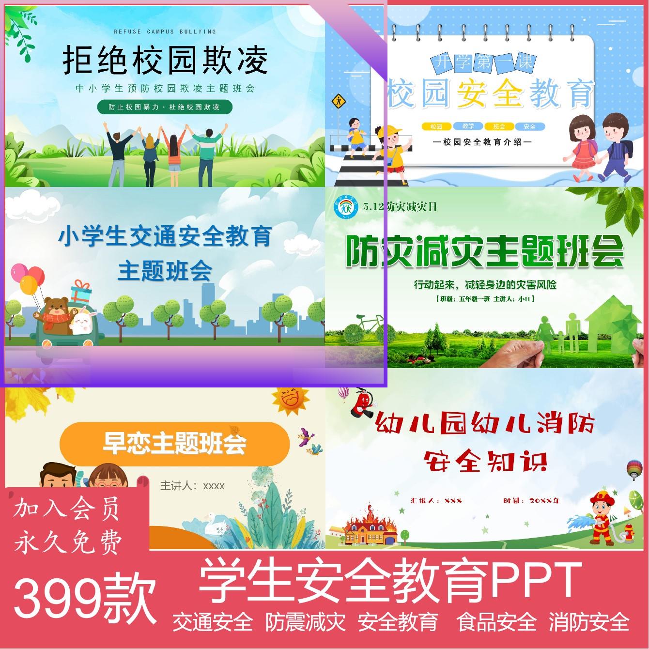 安全教育主题中小学生安全教育食品交通消防安全合集PPT成品内容