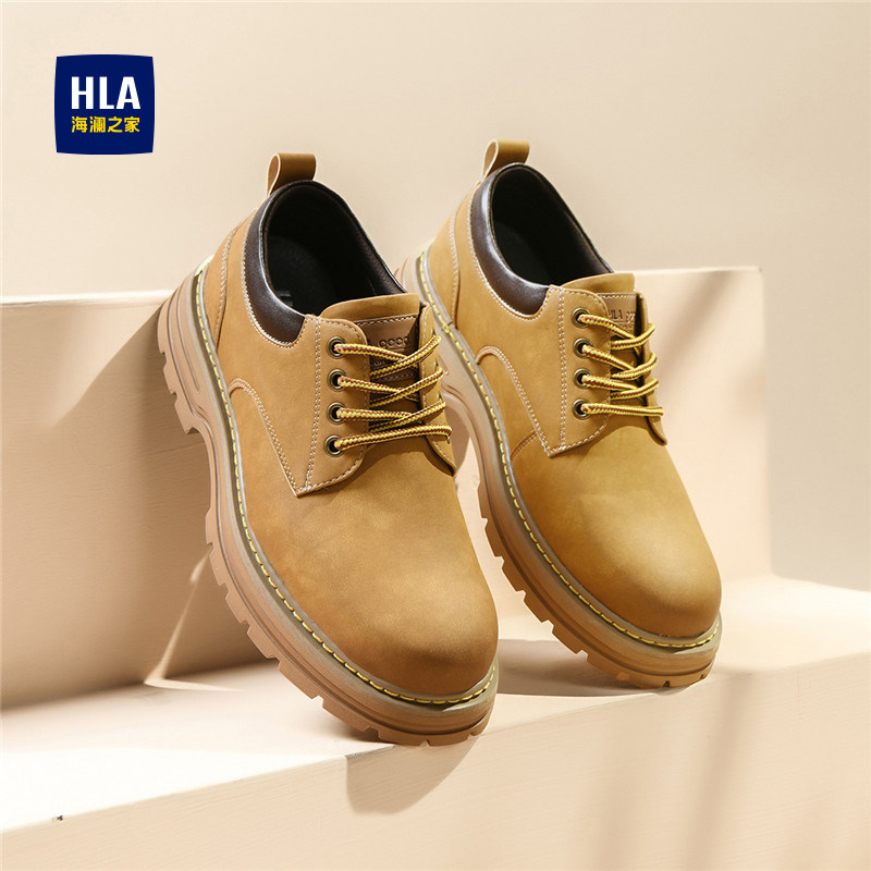 海澜之家2026新款春季大黄靴男士马丁靴男款英伦风低帮休闲工装鞋