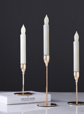 仿真轻奢长条杆蜡烛烛光浪漫求婚婚礼品家居LED拍照装饰道具表白