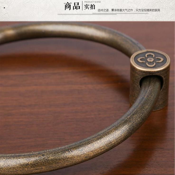 中式拉环黄铜单孔仿古铜大门把手圆形实心圈金属圆环复古铜拉手