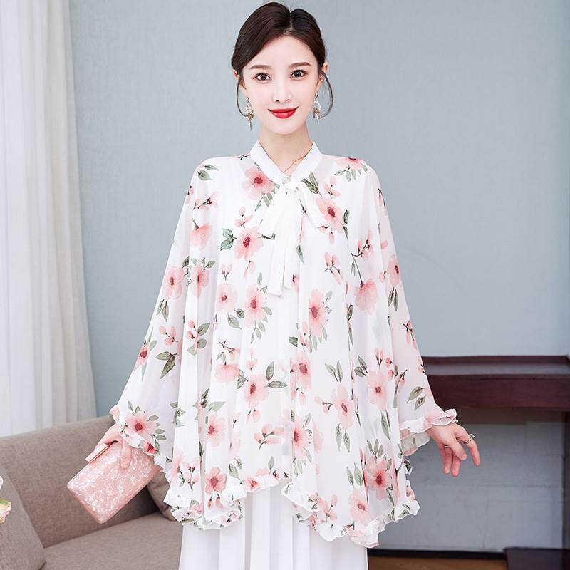 芙黛怡21064花色款防晒斗篷披肩开车骑车遮阳