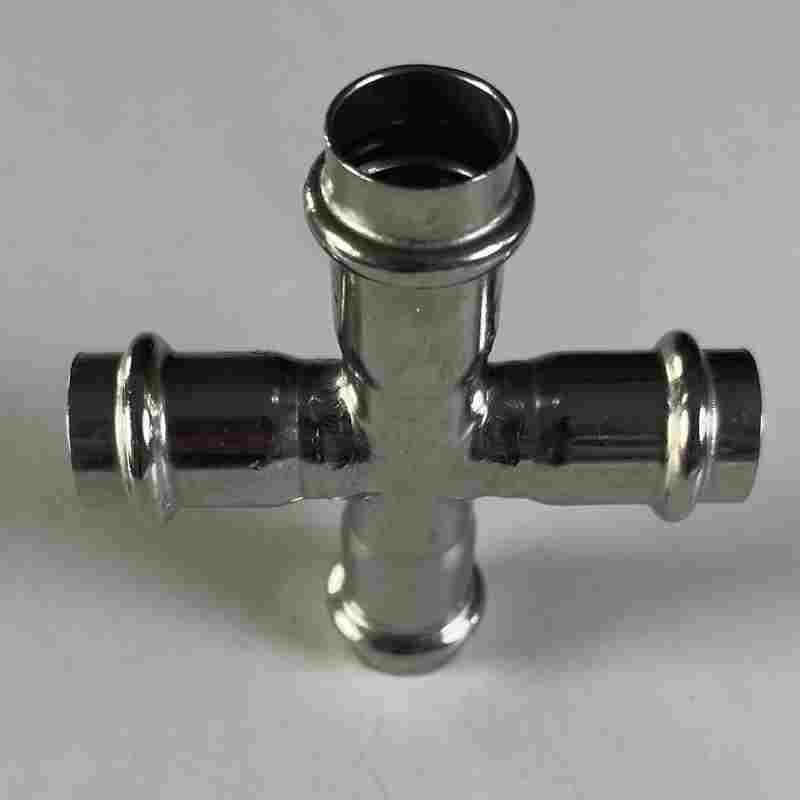 普通管件等径四通304薄壁不锈钢水管挤压接头双卡压式316穿线管