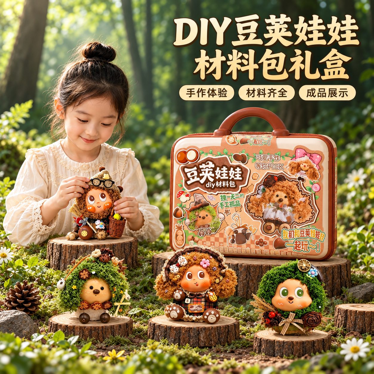 女孩益智DIY豆荚娃娃材料工具图片