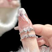 甜心公主闺蜜戒指s925纯银女小众设计情侣对戒节日送女友礼物