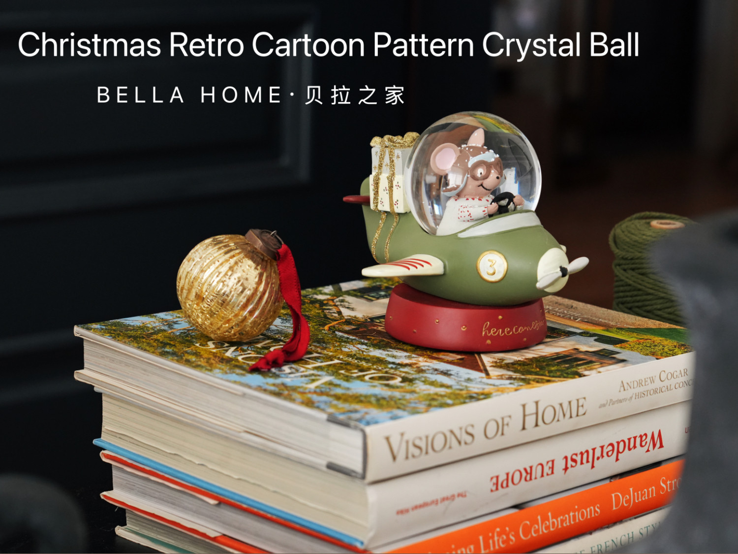 GIANT CUTE ZARAHOME25 NEW NEW YEAR CRYSTAL BALL SHUKE OPEN AIRPLANE FLYING MOUSE ATMOSPHERE ORNAMENT GIFT