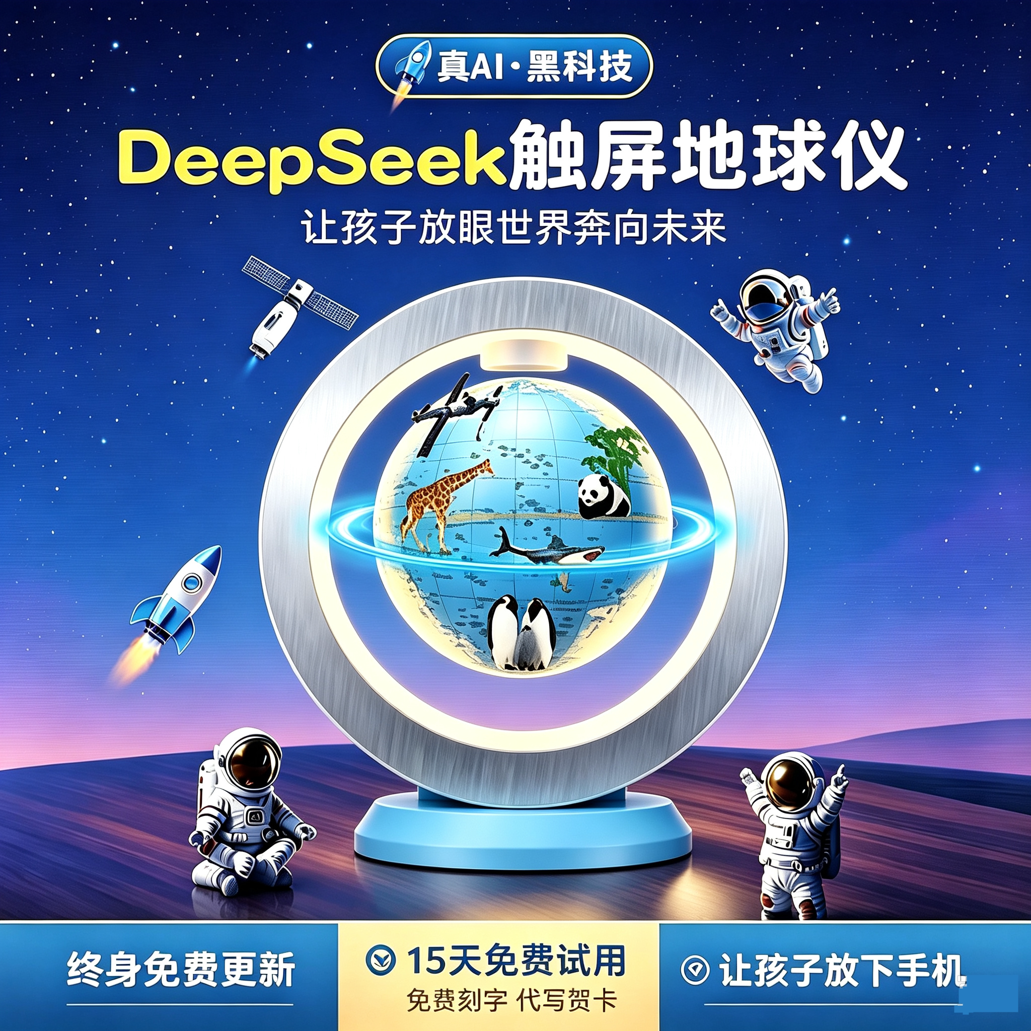 AI豆包智能磁悬浮天猫精灵地球仪礼品男女孩6-12岁生日礼物儿童节