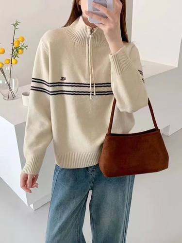 2025新款气质针织设计女拉链毛衣外套chun