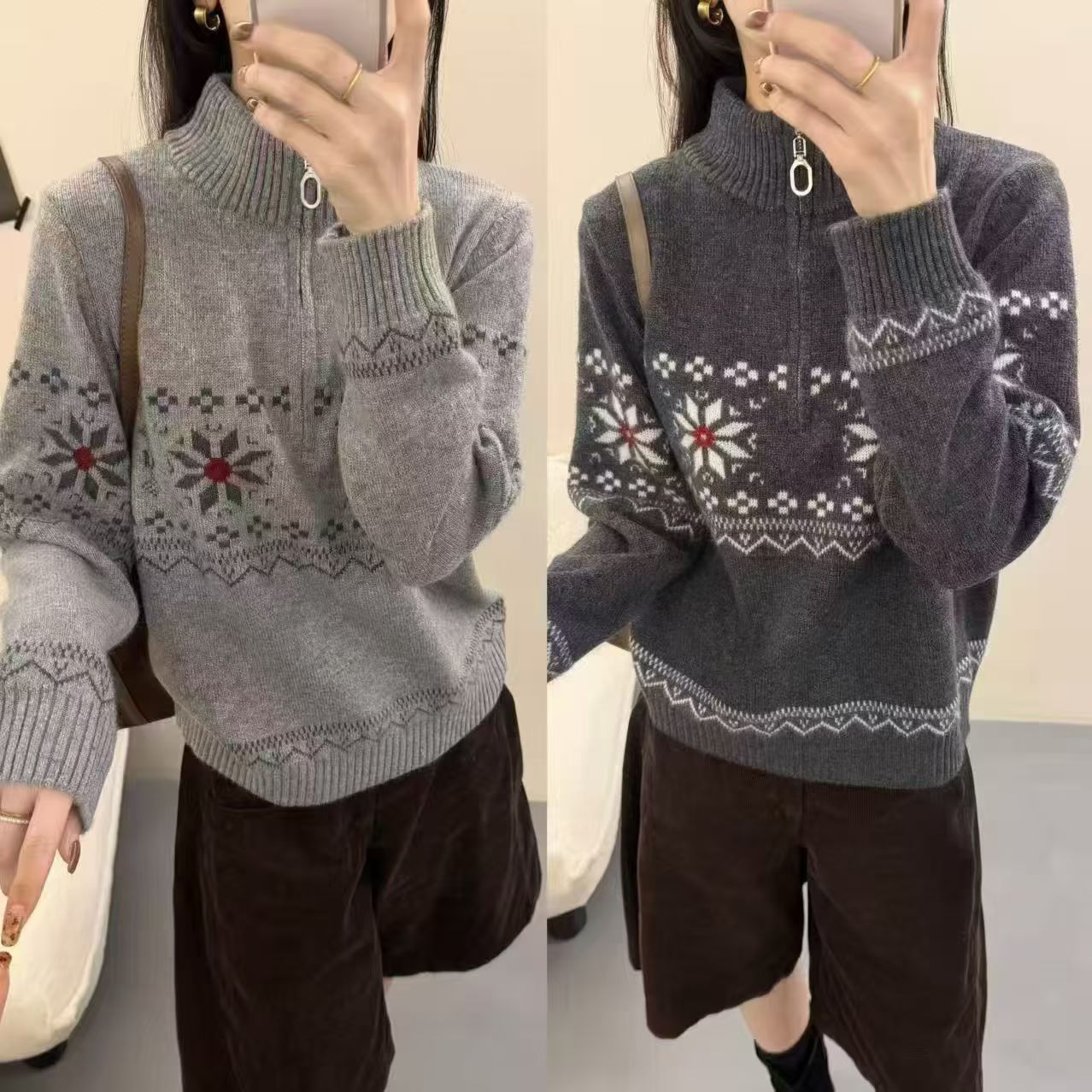 2025新款时尚百搭宽松显瘦上衣女设计感小众潮针织衫潮hg