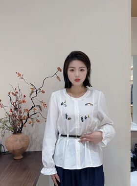 2026春季新款时尚圆领刺绣拼接无袖马甲衬衫女气质百搭上衣潮xx