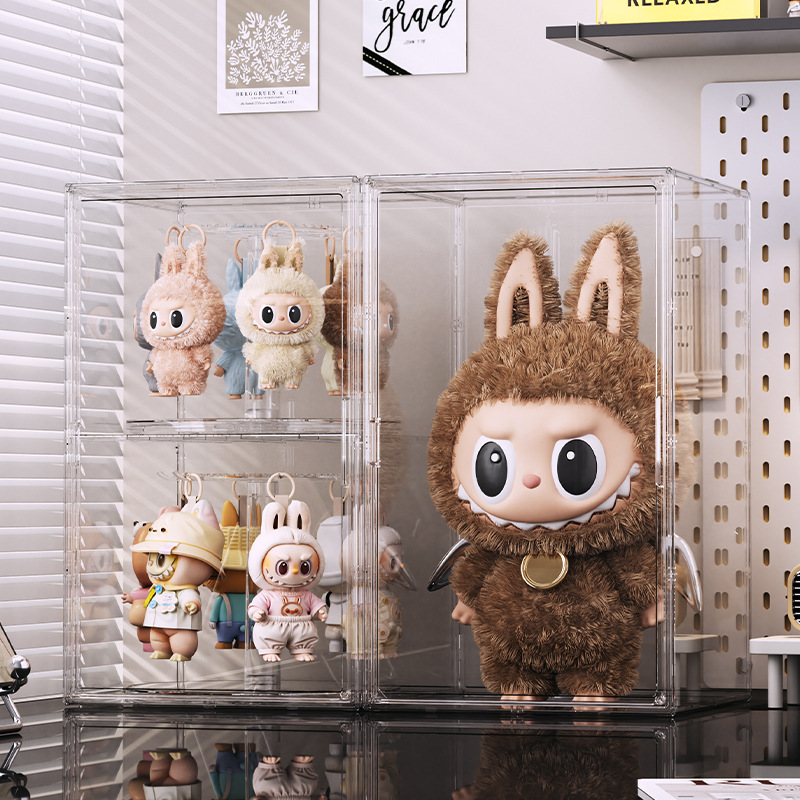 拉布布旋转展示盒透明盲盒收纳盒