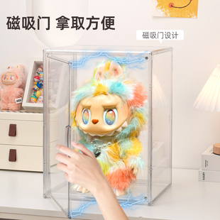 labubu3.0扎染大娃展示盒拉布布前方高能ROCK搪胶毛绒公仔收纳盒