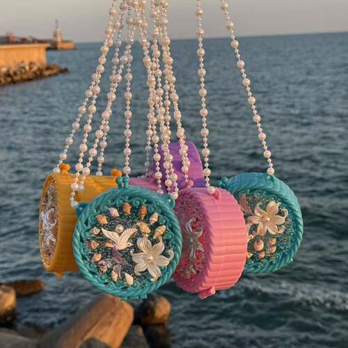 天然贝壳海螺挎包海边度假旅游纪念品礼品珍珠零钱包儿童玩具