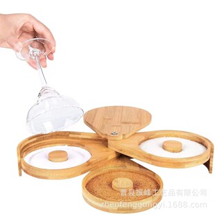 日式旋转木盒竹制木质调酒沿边盘夹层竹盒盐木头木質糖盒收纳盒