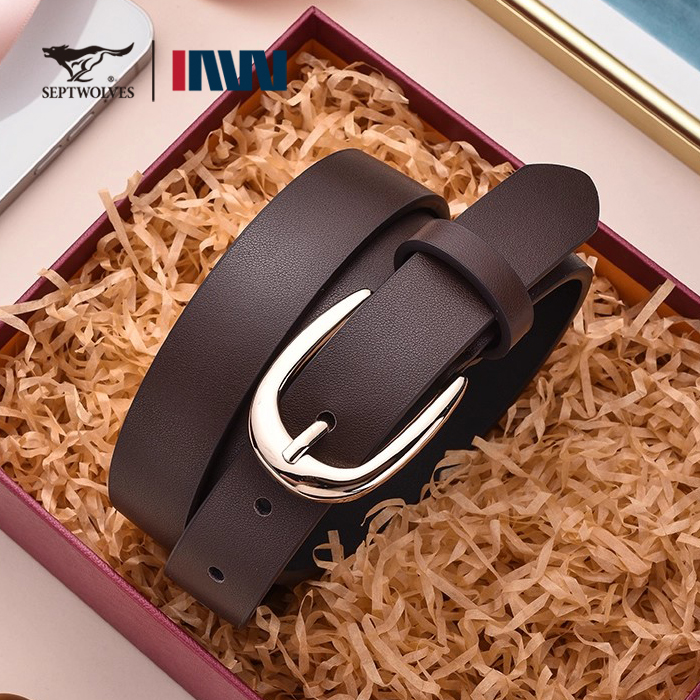 七匹狼女士新款真皮腰带金属针扣