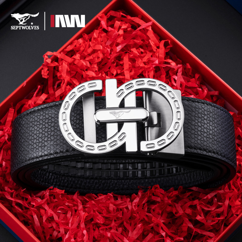 七匹狼皮带男士真皮裤腰带2026新款高档不锈钢扣头商务自动扣正品