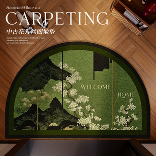 入户中古地垫裁剪丝圈门垫进门脚垫玄关家用垫子门口防滑复古花卉