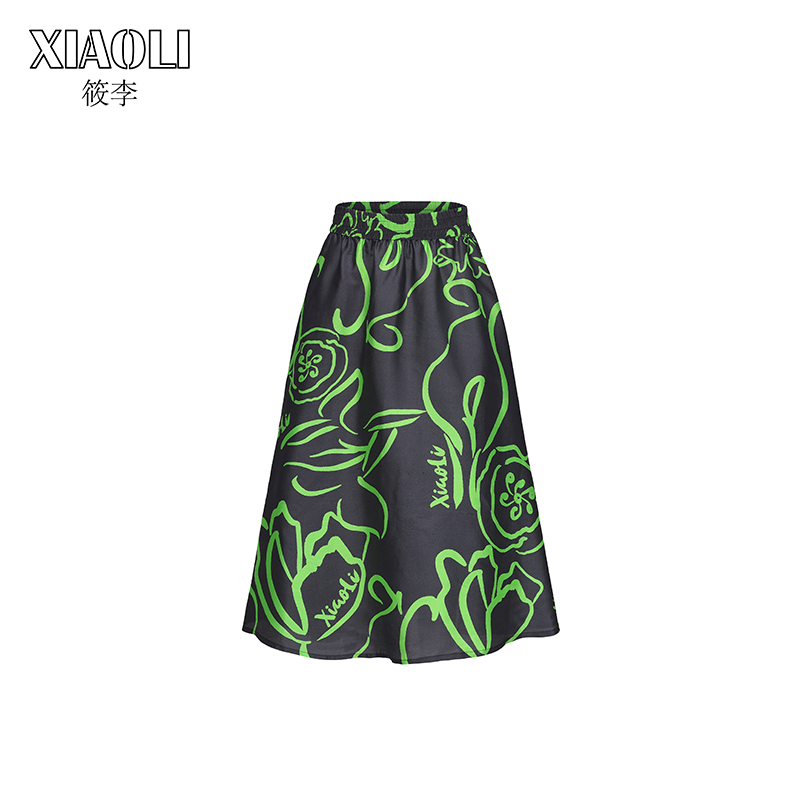 【XIAOLI筱李】春夏新品设计师款原创手绘黑色蕾丝印花半裙