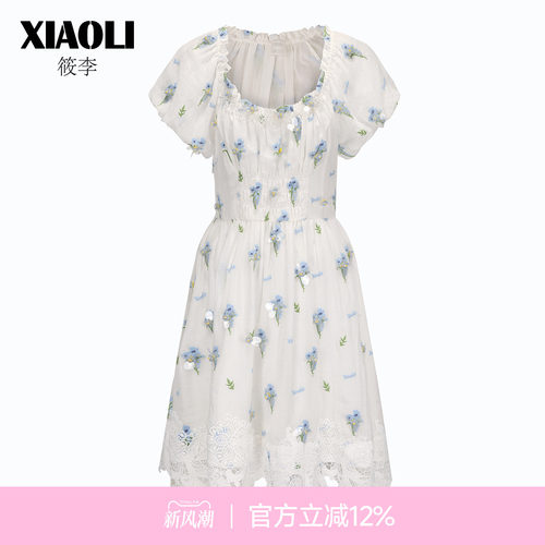 XIAOLI筱李白色蕾丝短款连衣裙