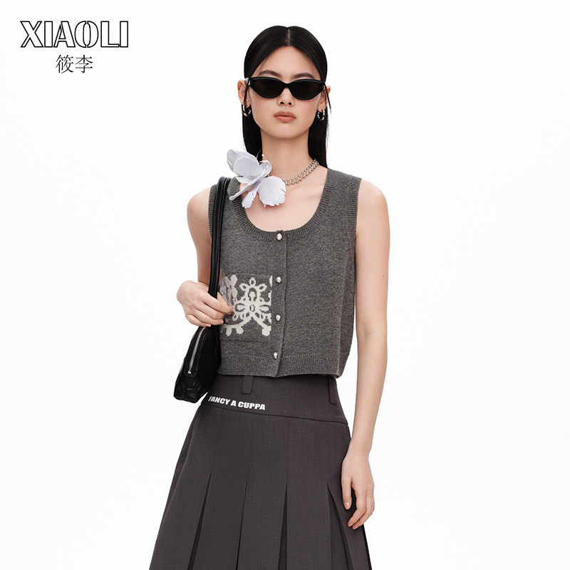 【设计师品牌XIAOLI筱李】23AW秋冬新款羊毛图案短开衫小香