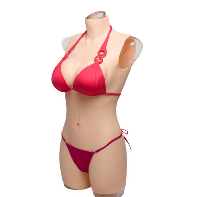 三分连体衣硅胶义乳可插假阴裤