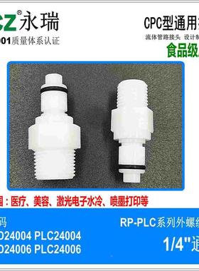 NCZ|RP-PLC系列外螺纹公头24004 24006塑料快速接头医疗水冷穿板