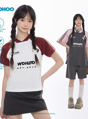 wohoo重磅插肩袖短袖T恤女款2026夏季新款修身撞色百搭运动风半袖