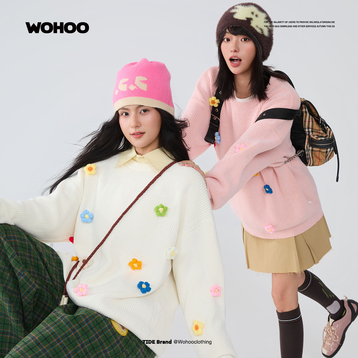 WOHOO韩系圆领毛衣女款