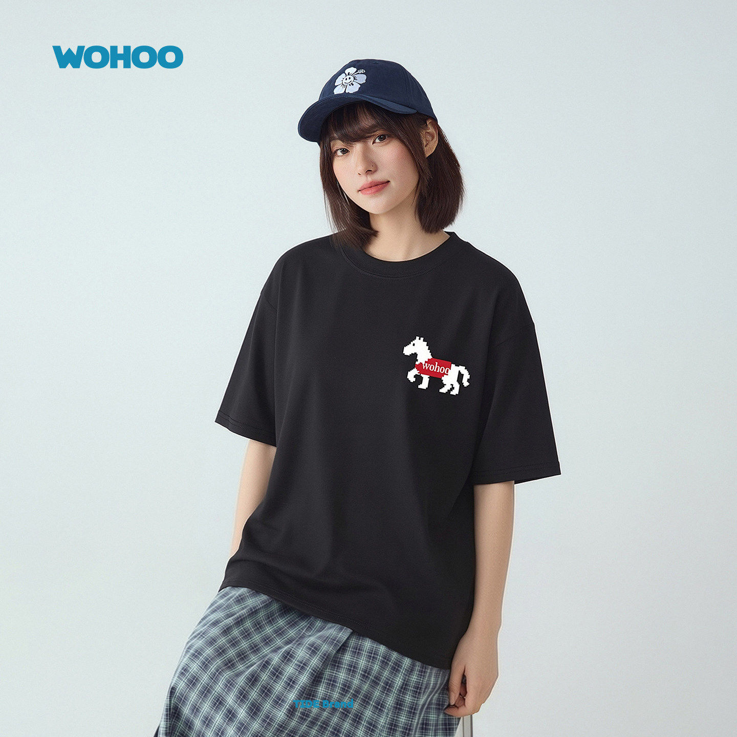【所有女生直播间】wohoo纯棉圆领短袖t恤男女新款宽松型短袖上衣