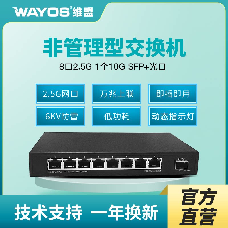 wayos8口2.5G交换机铁壳散热