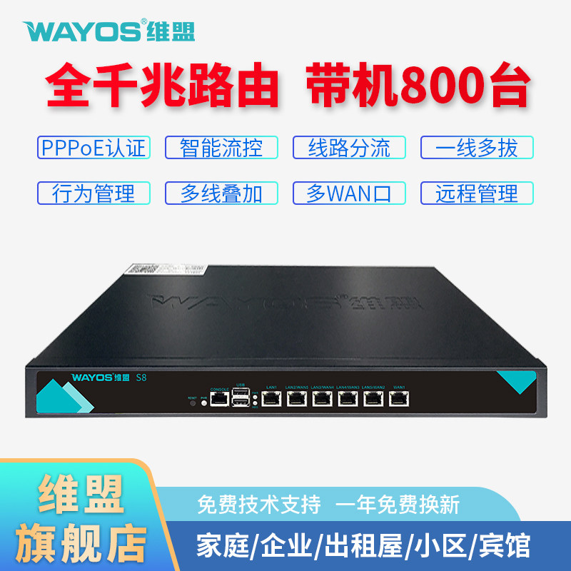 维盟S8多WAN口千兆企业级路由器智能流控pppoe行为管理公司小区