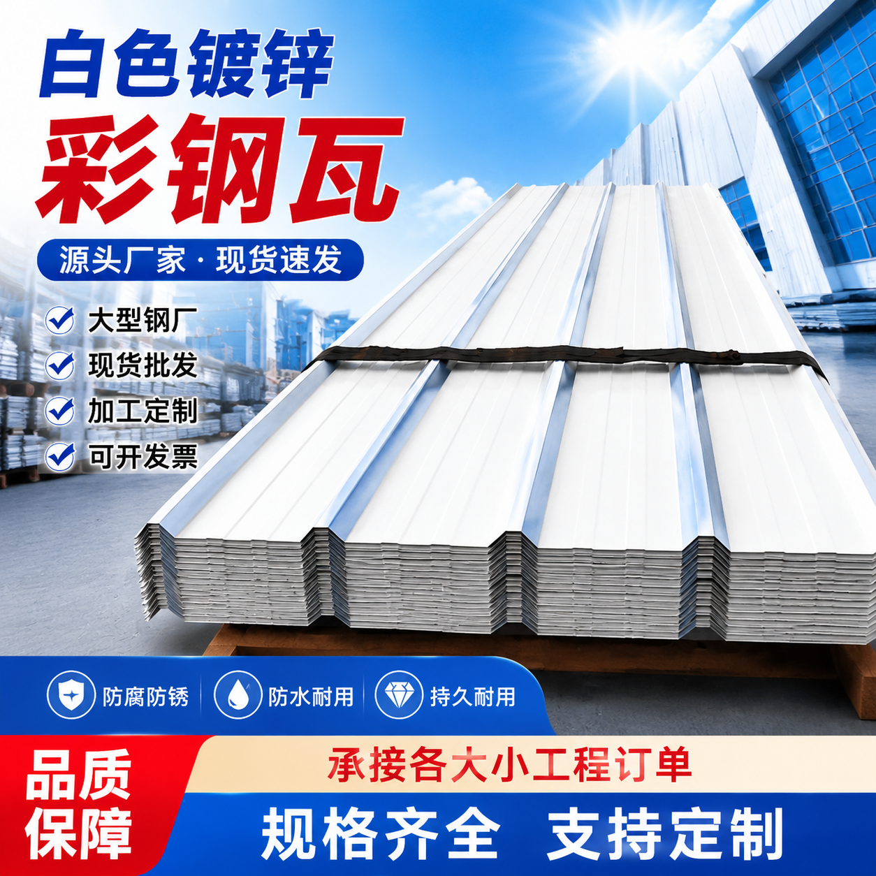 白色彩钢瓦镀锌铁皮瓦