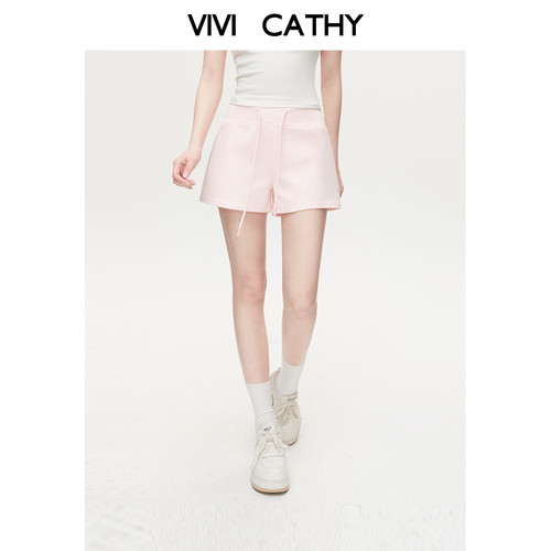 VIVICATHY2026夏季美式辣妹松紧腰抽绳短裤女高腰显瘦休闲热裤