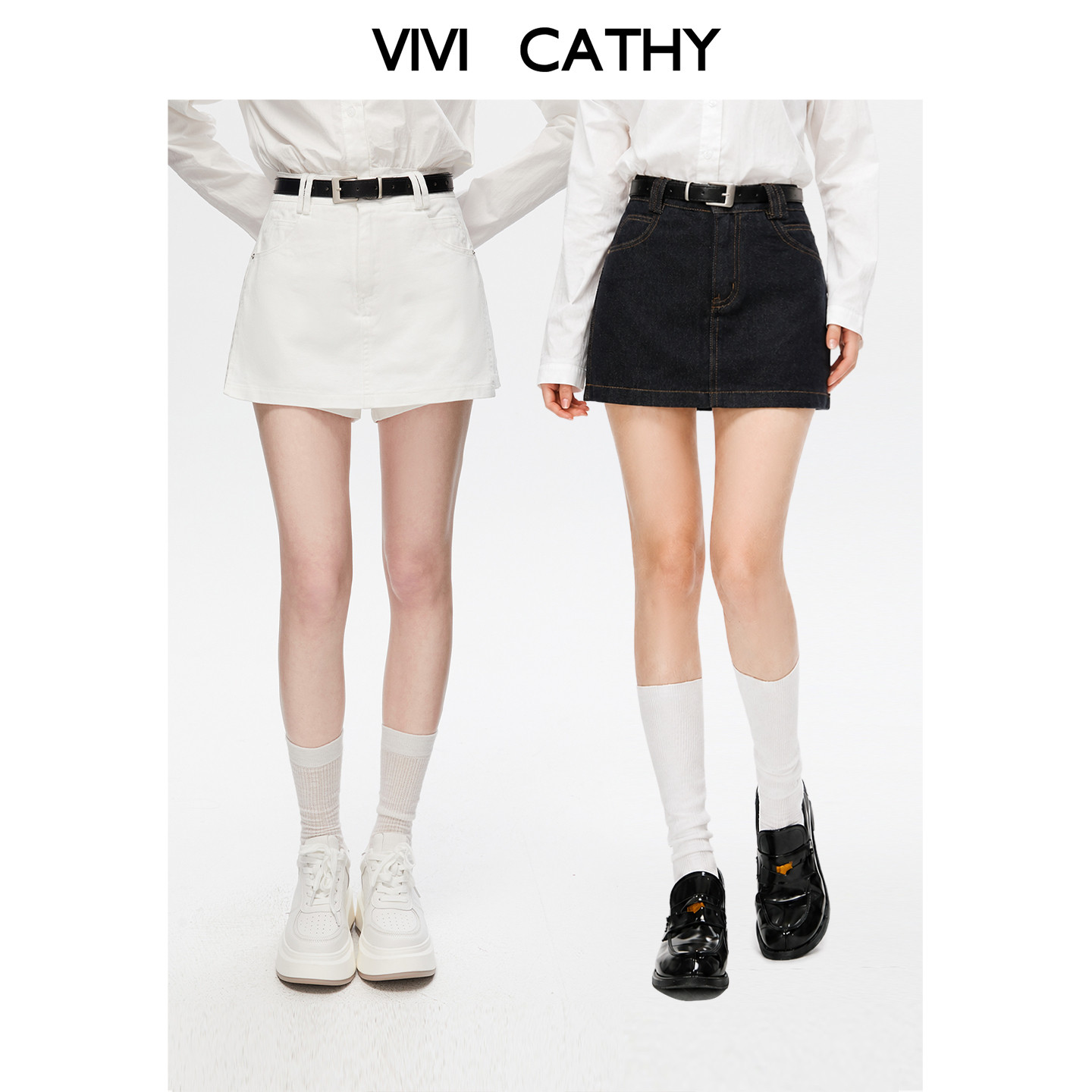 VIVICATHY复古牛仔半身裙女2026秋季新款防走光裙裤好搭a字短裙图片