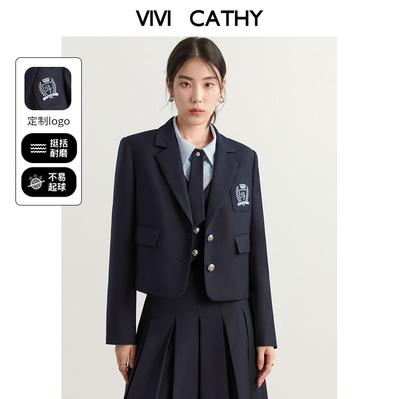 vivicathy学院风短款西装