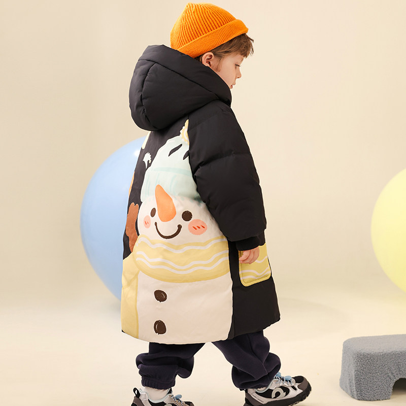 儿童可爱羽绒服男女童中长款2025冬季新款男宝宝过膝中小童外套