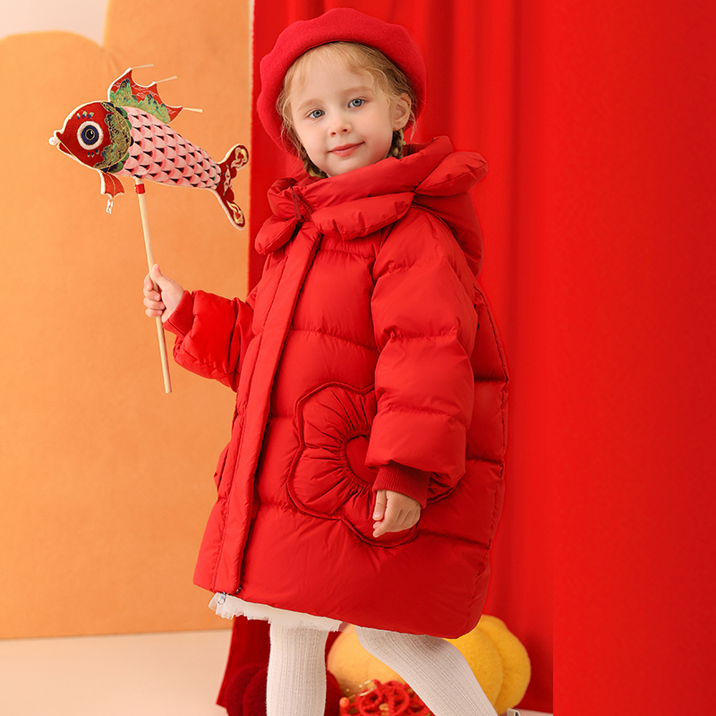 中长款加厚女童羽绒服