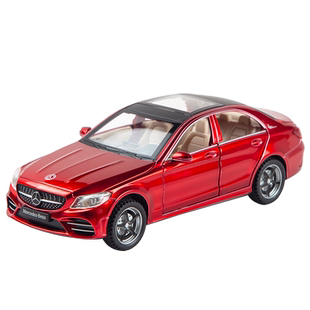 1:32奔驰C级C260L汽车模型仿真开门回力声光玩具车男孩金属摆件