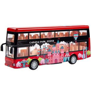 合金双层巴士公交车玩具男孩儿童玩具车大巴大号校车公共汽车模型