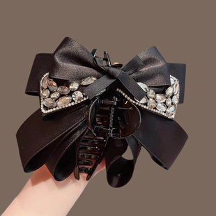韩国东大门轻奢多层蝴蝶结重工闪钻抓夹女时尚 大号后脑勺鲨鱼夹子